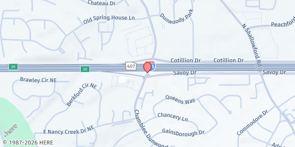 Map showing Jewish Family Services-Food Pantry at 4549 Chamblee Dunwoody Road, Atlanta, GA