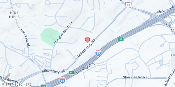 Map showing Latin American Association at 2750 Buford Hwy. NE, Atlanta, GA
