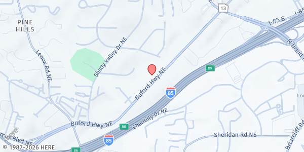 Map showing Latin American Association Atlanta Outreach Center at 2750 Buford Hwy. NE, Atlanta, GA