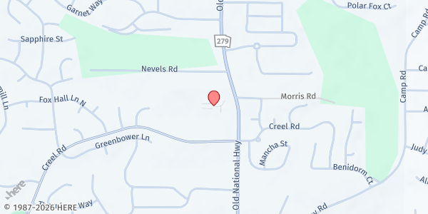 Map showing New Life Presbyterian Church Wagner/Johnson Food Pantry at 6600 Old National Highway, Atlanta, GA
