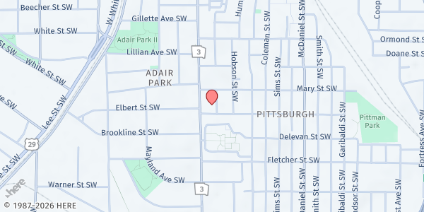 Map showing Salvation Army-Ray & Joan Kroc Corps Ctr at 967 Dewey St. SW, Atlanta, GA