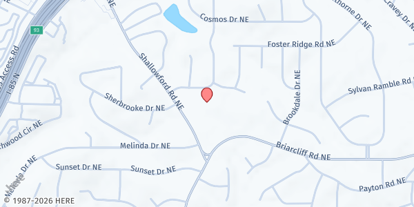 Map showing Shallowford Presbyterian Church Food Pantry at 2375 Shallowford Road, Atlanta, GA