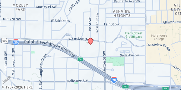 Map showing Shiloh Missionary Baptist Church at 1150 Westview Dr. SW, Atlanta, GA