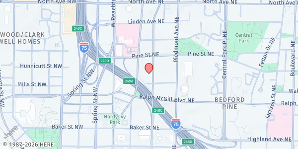 Map showing St Luke's Episcopal Church - CrossRds at 420 Courtland St NE, Atlanta, GA