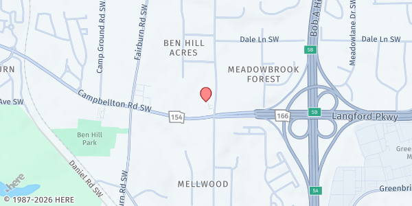 Map showing St. Mark AME Church Food Pantry at 3605 Campbellton Road Southwest, Atlanta, GA