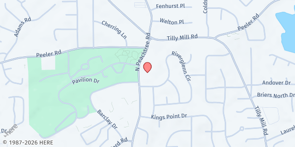 Map showing St Patrick's Episcopal Church- Malachi's Storehouse at 4755 N Peachtree Rd, Atlanta, GA