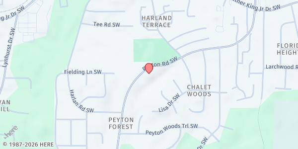 Map showing St. Paul's Outreach Center Food Pantry at 306 Peyton Road Southwest, Atlanta, GA