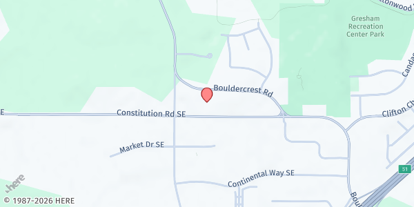 Map showing The Church of God for All Nations at 2295 Bouldercrest Road, Atlanta, GA