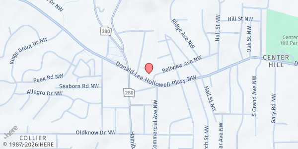 Map showing The Grocery Spot at 2615 Donald Lee Hollowell Pkwy NW, Atlanta, GA