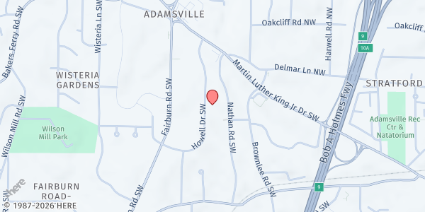 Map showing The Investors Academy Inc at 122 Howell Dr SW, Atlanta, GA