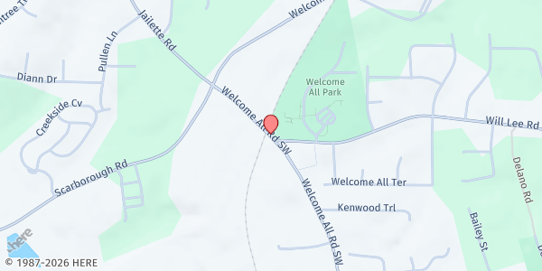 Map showing The Kingdom of God Evangelistic Outreach Ministry at 4590 Welcome All Rd SW, Atlanta, GA