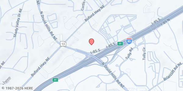 Map showing The Salvation Army Atlanta Temple at 2090 North Druid Hills Road, Atlanta, GA