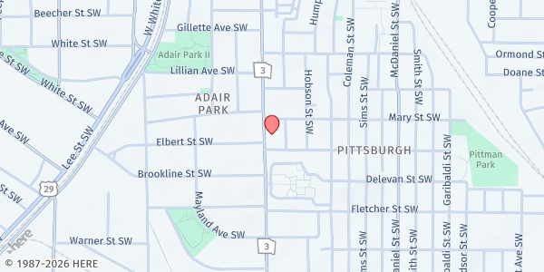 Map showing The Salvation Army Kroc Atlanta at 967 Dewey St. SW, Atlanta, GA