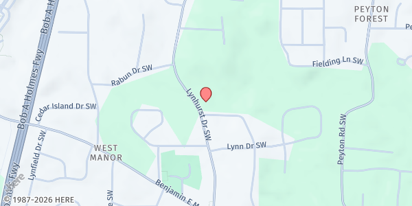 Map showing Trinity AME Church at 604 Lynhurst Drive SW, Atlanta, GA