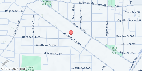 Map showing West End SDA - WE-Serve Community Outreach at 1191 Donnelly Ave SW, Atlanta, GA