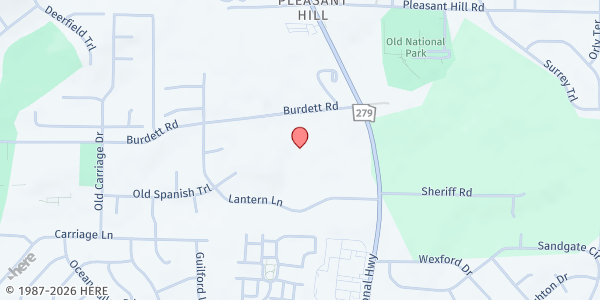 Map showing World Changers Church International at 2500 Burdett Rd., Atlanta, GA