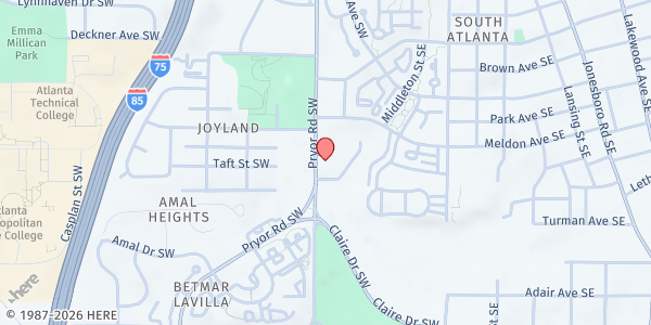 Map showing YMCA- Villages at Carver at 1600 Pryor Rd SW, Atlanta, GA