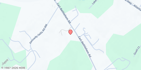 Map showing There's Hope for the Hungry @ Carl - First Baptist Church of Carl at 1558 Carl-Bethlehem Road, Auburn, GA