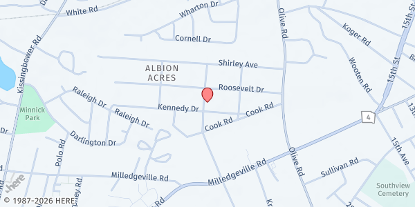 Map showing Augusta Deliverance Evangelistic Church at 2028 Roosevelt Drive, Augusta, GA