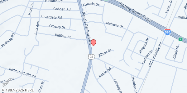 Map showing Augusta Dream Center at 3364 Peach Orchard Rd., Augusta, GA