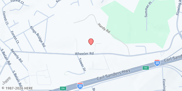 Map showing Augusta First SDA Church at 4301 Wheeler Rd., Augusta, GA