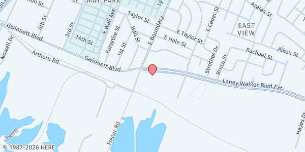 Map showing Augusta Innercity Ministries (AIM) at 107 Laney Walker Blvd., Augusta, GA