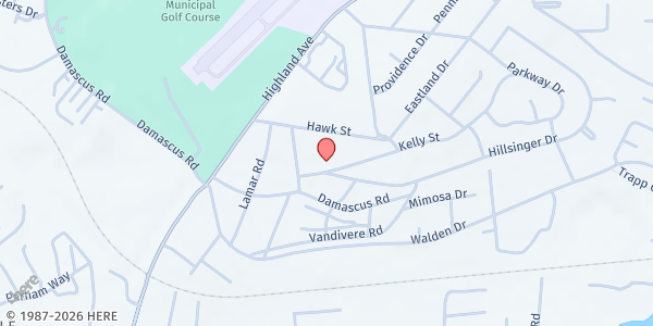 Map showing Bethel Community Apostolic Church at 2599 Kelly St., Augusta, GA