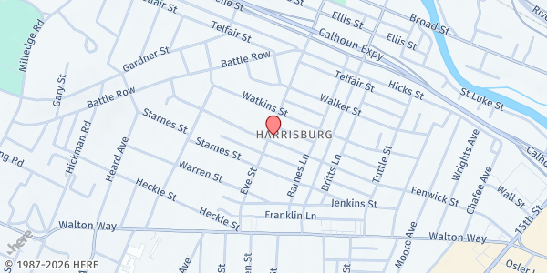 Map showing Bible Deliverance Temple at 1857 Fenwick St., Augusta, GA