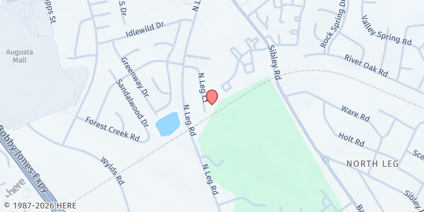 Map showing Breakfree Augusta at 1714 N. Leg Ct., Augusta, GA