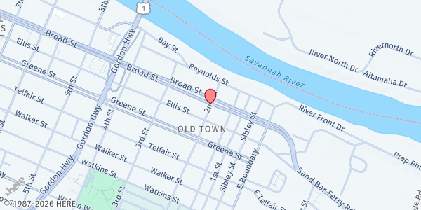 Map showing Broad Street Ministry Center at 20 Broad St., Augusta, GA