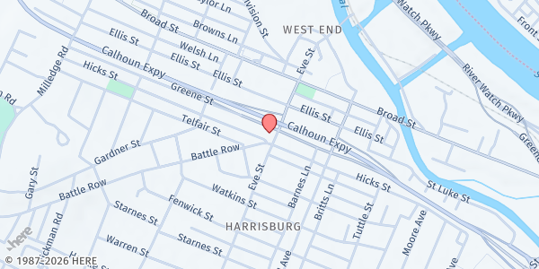 Map showing Christ Episcopal Church at 1904 Greene St., Augusta, GA