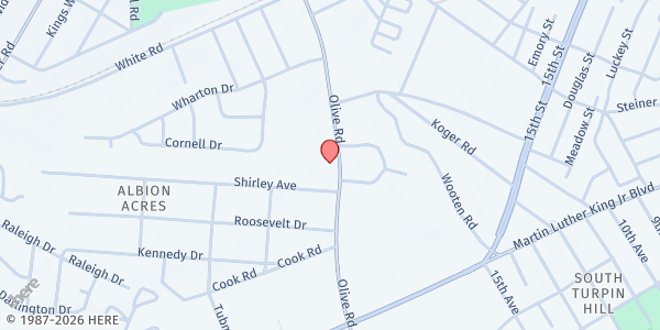 Map showing Ebenezer SDA Church at 1699 Olive Road, Augusta, GA