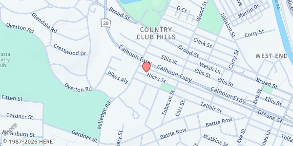 Map showing First Dayspring Baptist Church at 2170 Greene St., Augusta, GA
