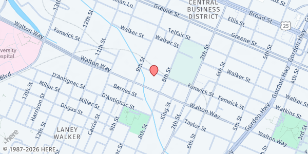 Map showing Garden City Rescue Mission at 828 Fenwick St., Augusta, GA