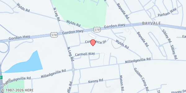 Map showing Golden Harvest Food Bank - Main Location at 3310 Commerce Drive, Augusta, GA