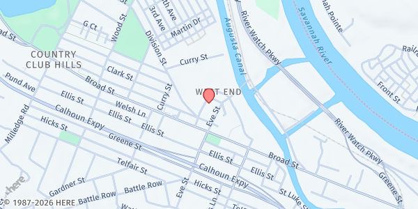 Map showing Grace Street Church of Christ at 120 Grace St., Augusta, GA