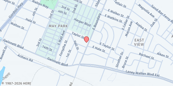 Map showing Hudson Memorial CME Church at 2 Taylor St., Augusta, GA