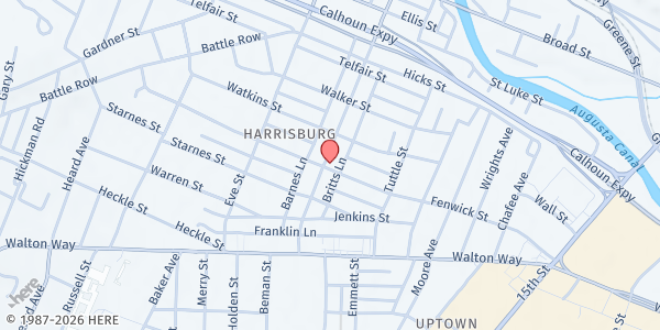 Map showing I Am My Brother's Keeper Ministry at 1739 Fenwick St., Augusta, GA