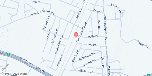 Map showing Journey Community Church - Sherwood Campus at 3131 Old Louisville Rd., Augusta, GA