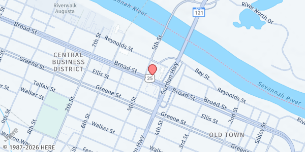 Map showing Koinonia Community Center of Hope Church at 457 Broad St., Augusta, GA