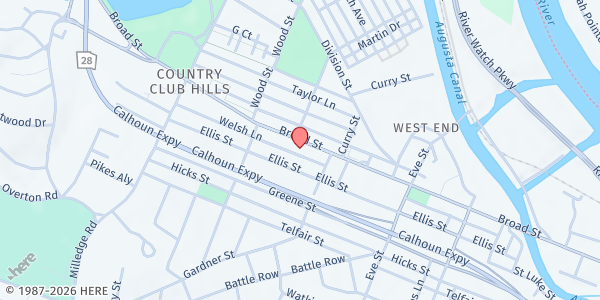 Map showing Mercy Ministries, Inc. at 2034 Broad St., Augusta, GA