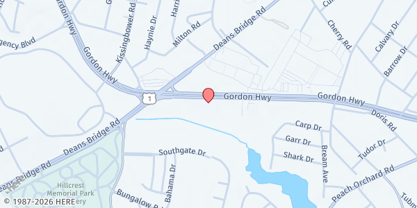 Map showing Riverside Church at 1648 Gordon Highway, Augusta, GA