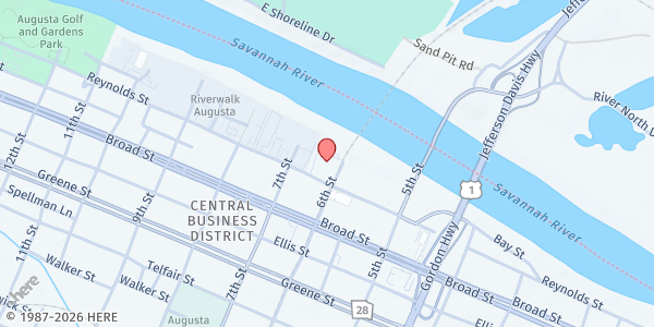 Map showing St. Paul's Church at 605 Reynolds St., Augusta, GA