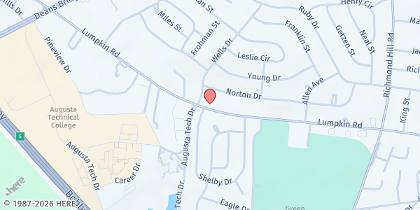 Map showing The Alleluia Community Christian Service at 2461 Lumpkin Rd., Augusta, GA