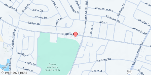 Map showing The Word Church at 2306 Lumpkin Road, Augusta, GA