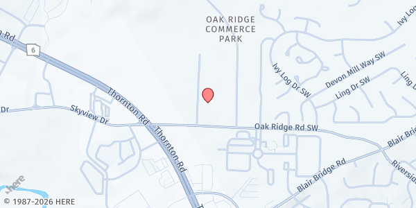 Map showing Peaces of Kindness at 7110 Oak Ridge Parkway, Austell, GA