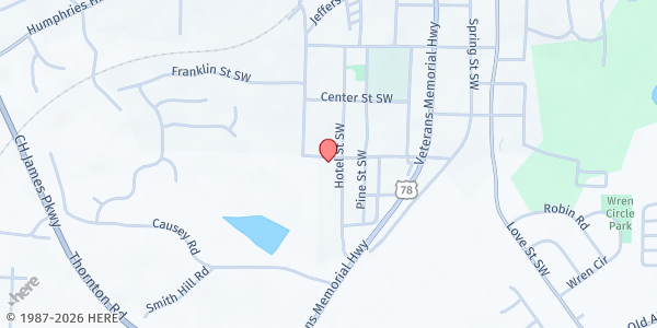 Map showing Sweetwater Mission Inc at 6130 Hotel Street, Austell, GA