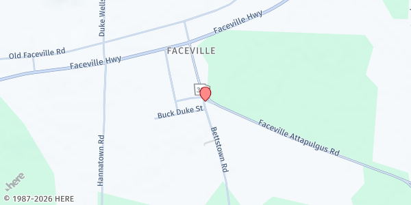 Map showing Faceville Baptist Church at 2109 Faceville Attapulgus Road, Bainbridge, GA