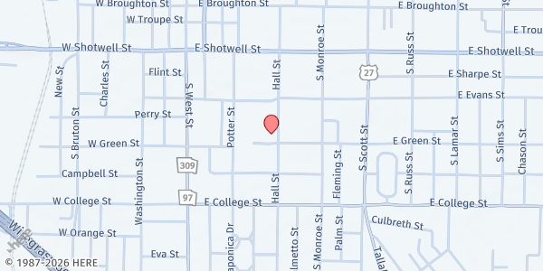 Map showing Nelson Chapel AME Church at 640 Hall St., Bainbridge, GA