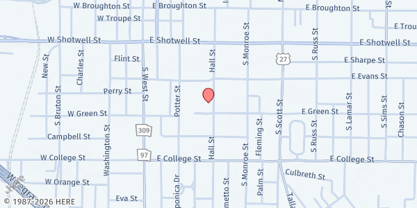 Map showing Northern Heights Baptist Church at 640 Hall Street, Bainbridge, GA